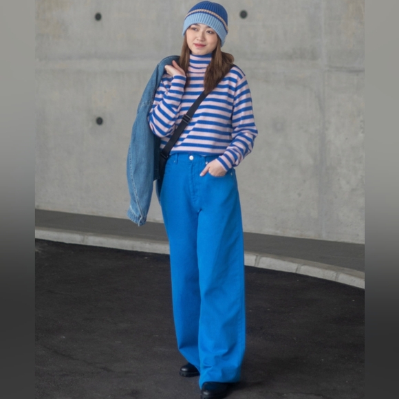 Marni x Uniqlo bright blue jeans size 28 in EUC - Picture 2 of 11